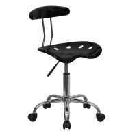 Flash Furniture Vibrant Black and Chrome Computer Task Chair with Tractor Seat LF-214-BLK-GG