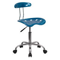 Flash Furniture Vibrant Bright Blue and Chrome Computer Task Chair with Tractor Seat LF-214-BRIGHTBLUE-GG