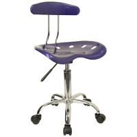 Flash Furniture Vibrant Deep Blue and Chrome Computer Task Chair with Tractor Seat LF-214-DEEPBLUE-GG