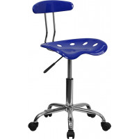 Flash Furniture Vibrant Nautical Blue and Chrome Computer Task Chair with Tractor Seat LF-214-NAUTICALBLUE-GG