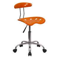 Flash Furniture Vibrant Orange and Chrome Computer Task Chair with Tractor Seat LF-214-ORANGEYELLOW-GG