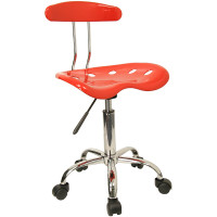 Flash Furniture Vibrant Red and Chrome Computer Task Chair with Tractor Seat LF-214-RED-GG