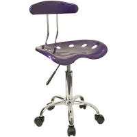 Flash Furniture Vibrant Violet and Chrome Computer Task Chair with Tractor Seat LF-214-VIOLET-GG