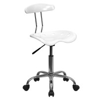 Flash Furniture Vibrant White and Chrome Computer Task Chair with Tractor Seat LF-214-WHITE-GG