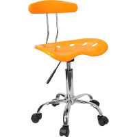 Flash Furniture Vibrant Orange-Yellow and Chrome Computer Task Chair with Tractor Seat LF-214-YELLOW-GG