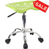 Flash Furniture Vibrant Apple Green Tractor Seat and Chrome Stool LF-214A-APPLEGREEN-GG