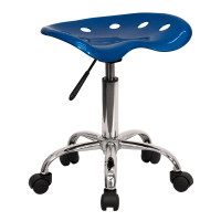 Flash Furniture Vibrant Bright Blue Tractor Seat and Chrome Stool LF-214A-BRIGHTBLUE-GG