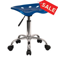 Flash Furniture Vibrant Bright Blue Tractor Seat and Chrome Stool LF-214A-BRIGHTBLUE-GG