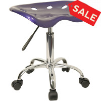 Flash Furniture Vibrant Deep Blue Tractor Seat and Chrome Stool LF-214A-DEEPBLUE-GG