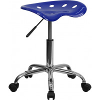 Flash Furniture Vibrant Nautical Blue Tractor Seat and Chrome Stool LF-214A-NAUTICALBLUE-GG