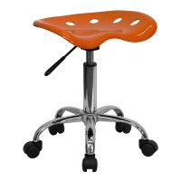 Flash Furniture Vibrant Orange Tractor Seat and Chrome Stool LF-214A-ORANGEYELLOW-GG