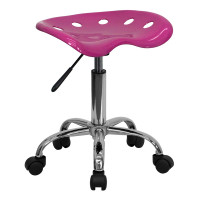 Flash Furniture Vibrant Pink Tractor Seat and Chrome Stool LF-214A-PINK-GG
