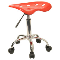 Flash Furniture Vibrant Red Tractor Seat and Chrome Stool LF-214A-RED-GG