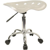 Flash Furniture Vibrant Silver Tractor Seat and Chrome Stool LF-214A-SILVER-GG