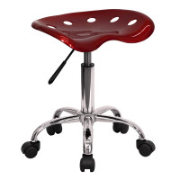 Flash Furniture Vibrant Wine Red Tractor Seat and Chrome Stool LF-214A-WINERED-GG
