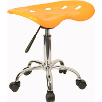 Flash Furniture Vibrant Orange-Yellow Tractor Seat and Chrome Stool LF-214A-YELLOW-GG