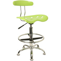 Flash Furniture Vibrant Apple Green and Chrome Drafting Stool with Tractor Seat LF-215-APPLEGREEN-GG