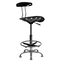 Flash Furniture Vibrant Black and Chrome Drafting Stool with Tractor Seat LF-215-BLK-GG