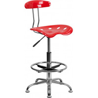 Flash Furniture Vibrant Cherry Tomato and Chrome Drafting Stool with Tractor Seat LF-215-CHERRYTOMATO-GG