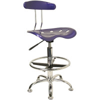 Flash Furniture Vibrant Deep Blue and Chrome Drafting Stool with Tractor Seat LF-215-DEEPBLUE-GG