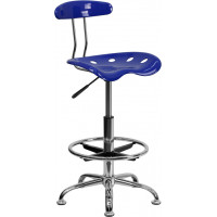 Flash Furniture Vibrant Nautical Blue and Chrome Drafting Stool with Tractor Seat LF-215-NAUTICALBLUE-GG