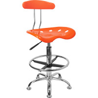 Flash Furniture Vibrant Orange and Chrome Drafting Stool with Tractor Seat LF-215-ORANGEYELLOW-GG