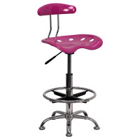 Flash Furniture Vibrant Pink and Chrome Drafting Stool with Tractor Seat LF-215-PINK-GG