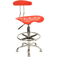 Flash Furniture Vibrant Red and Chrome Drafting Stool with Tractor Seat LF-215-RED-GG