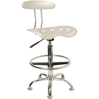 Flash Furniture Vibrant Silver and Chrome Drafting Stool with Tractor Seat LF-215-SILVER-GG