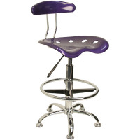 Flash Furniture Vibrant Violet and Chrome Drafting Stool with Tractor Seat LF-215-VIOLET-GG