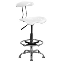 Flash Furniture Vibrant White and Chrome Drafting Stool with Tractor Seat LF-215-WHITE-GG