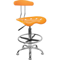 Flash Furniture Vibrant Orange-Yellow and Chrome Drafting Stool with Tractor Seat LF-215-YELLOW-GG