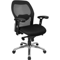 Flash Furniture Mid-Back Super Mesh Office Chair with Black Fabric Seat and Knee Tilt Control LF-W42-GG