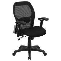 Flash Furniture Mid-Back Super Mesh Office Chair with Black Fabric Seat LF-W42B-GG