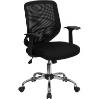 Flash Furniture Mid-Back Black Mesh Office Chair with Mesh Fabric Seat LF-W95-MESH-BK-GG
