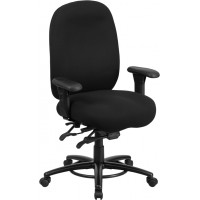 Flash Furniture LQ-1-BK-GG HERCULES Series Black Fabric Multi-Functional Swivel Chair with Foot Ring