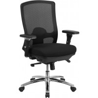 Flash Furniture LQ-2-BK-GG HERCULES Series Black Mesh Multi-Functional Swivel Chair with Synchro-Tilt