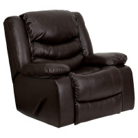 Flash Furniture Plush Brown Leather Rocker Recliner MEN-DSC01078-BRN-GG