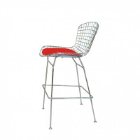 Mod Made MM-8033L-Red Chrome Wire Barstool