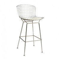 Mod Made MM-8033L-White Chrome Wire Barstool