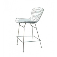 Mod Made MM-8033LS-White Chrome Wire Counter Stool