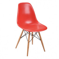 Mod Made MM-PC-016W-Red Paris Tower Side Chair Wood Leg 2-Pack