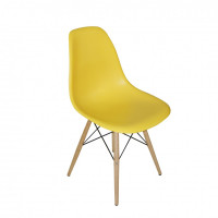 Mod Made MM-PC-016W-Yellow Paris Tower Side Chair Wood Leg 2-Pack
