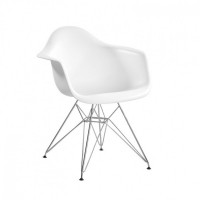 Mod Made MM-PC-018-White Paris Tower Arm Chair Chrome Leg 2-Pack