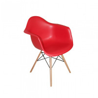 Mod Made MM-PC-018W-Red Paris Tower Arm Chair Wood Leg 2-Pack