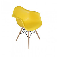 Mod Made MM-PC-018W-Yellow Paris Tower Arm Chair Wood Leg 2-Pack
