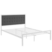 Modway MOD-5456-WHI-GRY Millie King Fabric Bed in White Gray