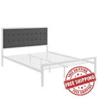 Modway MOD-5456-WHI-GRY Millie King Fabric Bed in White Gray