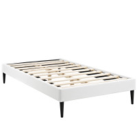 Modway MOD-5581-WHI Sherry Twin Vinyl Bed Frame with Round Tapered Legs in White