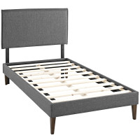 Modway MOD-5598-GRY Camille Twin Fabric Platform Bed with Squared Tapered Legs in Gray